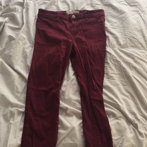 Burgundy skinny jeans